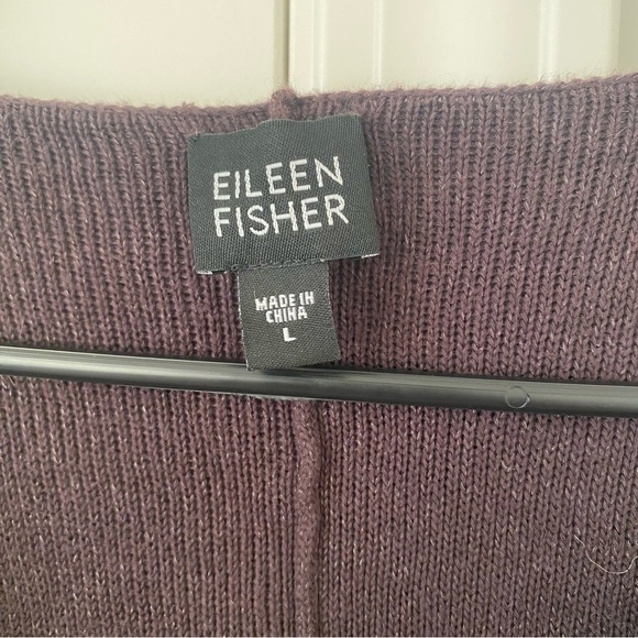 EILEEN FISHER Mussel Brown Cotton Metallic Knit Button Front Cardigan Sz Large - Picture 3 of 5